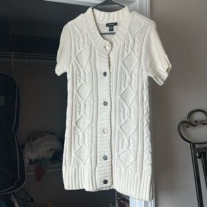 Cream Alfani Swear dress with silver buttons